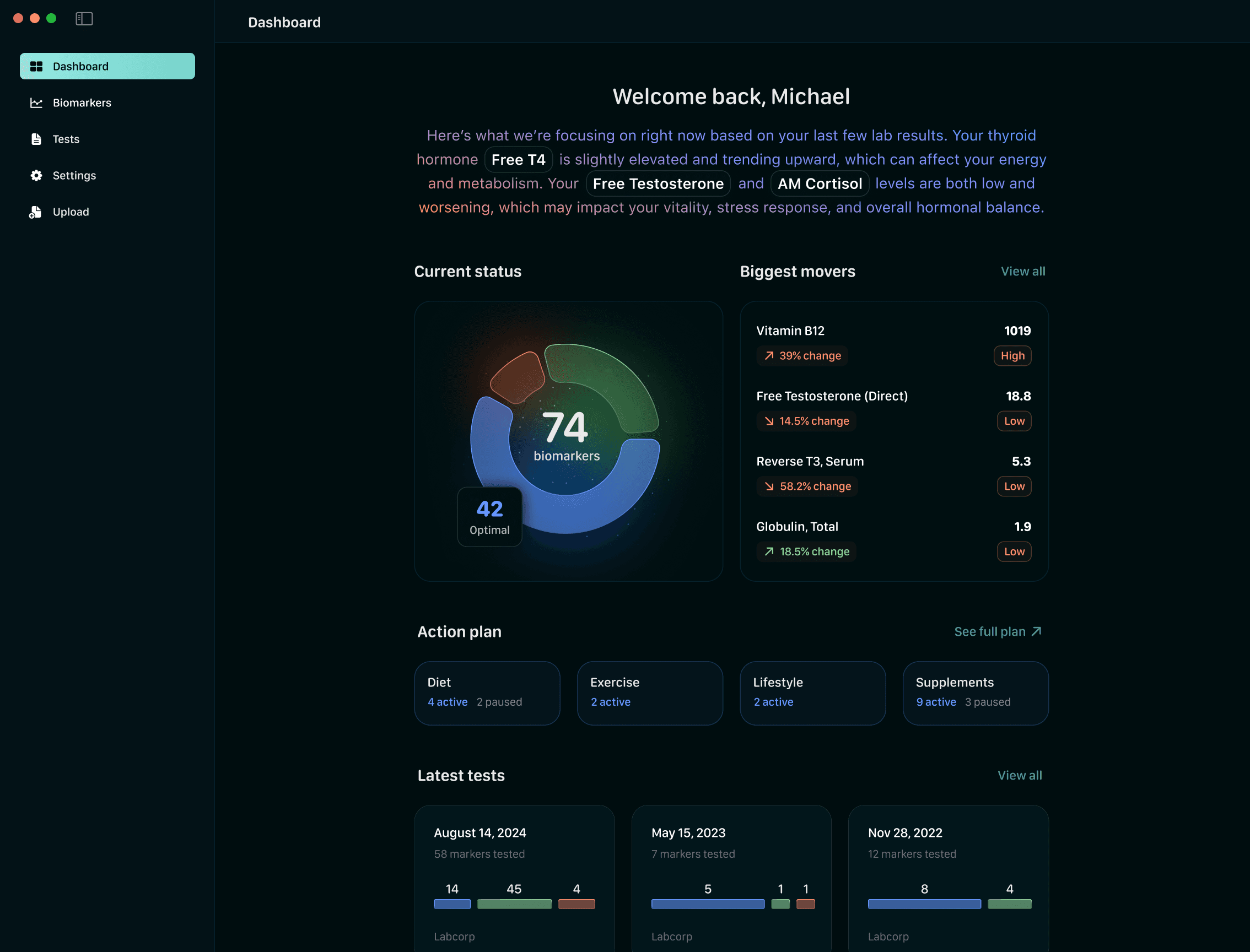 Hemo Dashboard - MacOS interface for bloodwork tracking and insights